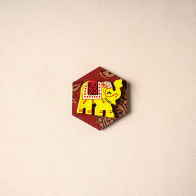 Multicolor - handmade fabart wooden magnet 60 - handcrafted