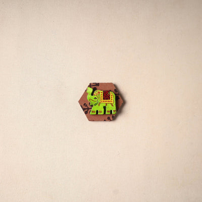 Multicolor - handmade fabart wooden magnet 62 - handcrafted