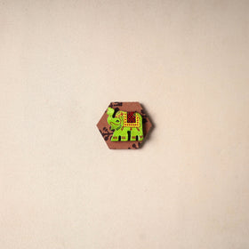 Multicolor - handmade fabart wooden magnet 62 - handcrafted