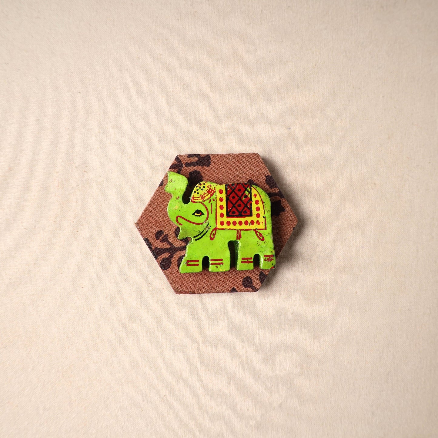 Multicolor - handmade fabart wooden magnet 62 - handcrafted
