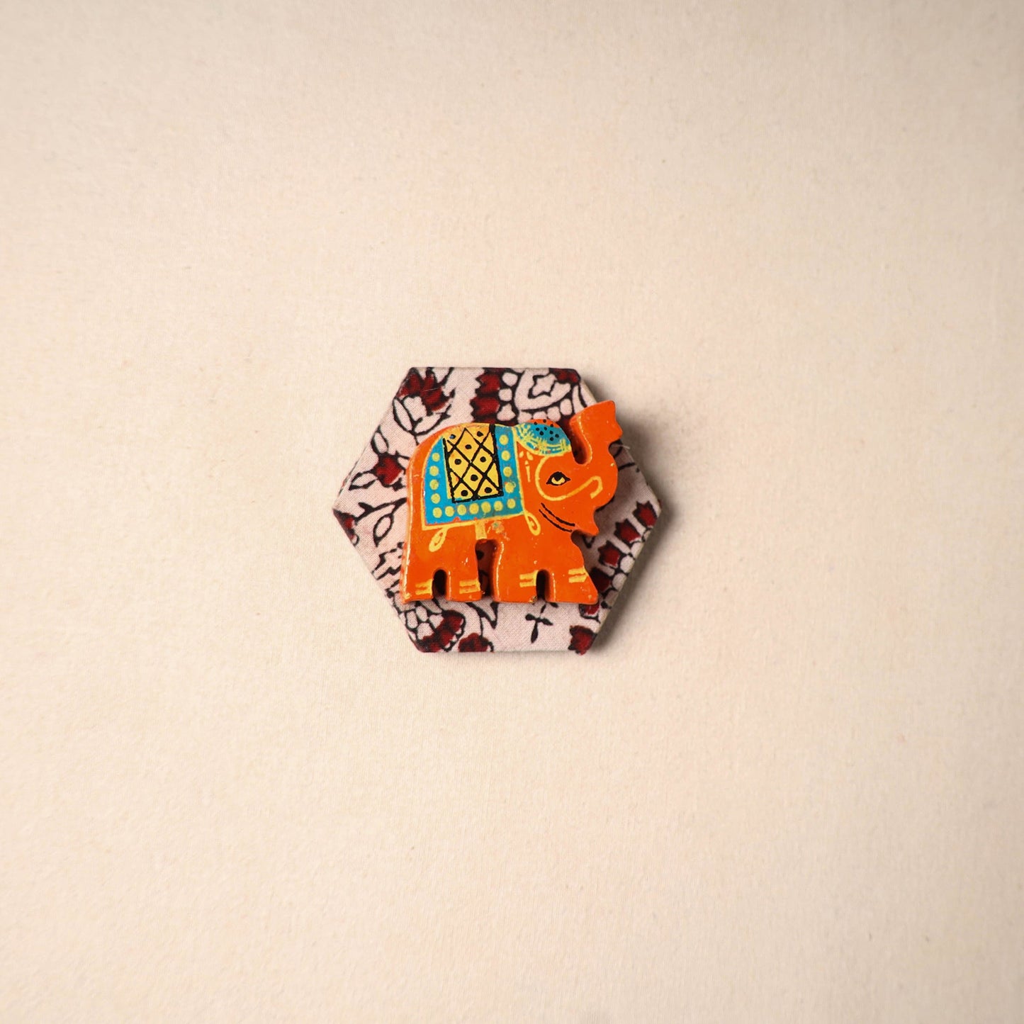 Multicolor - handmade fabart wooden magnet 63 - handcrafted