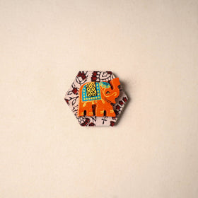 Multicolor - handmade fabart wooden magnet 63 - handcrafted
