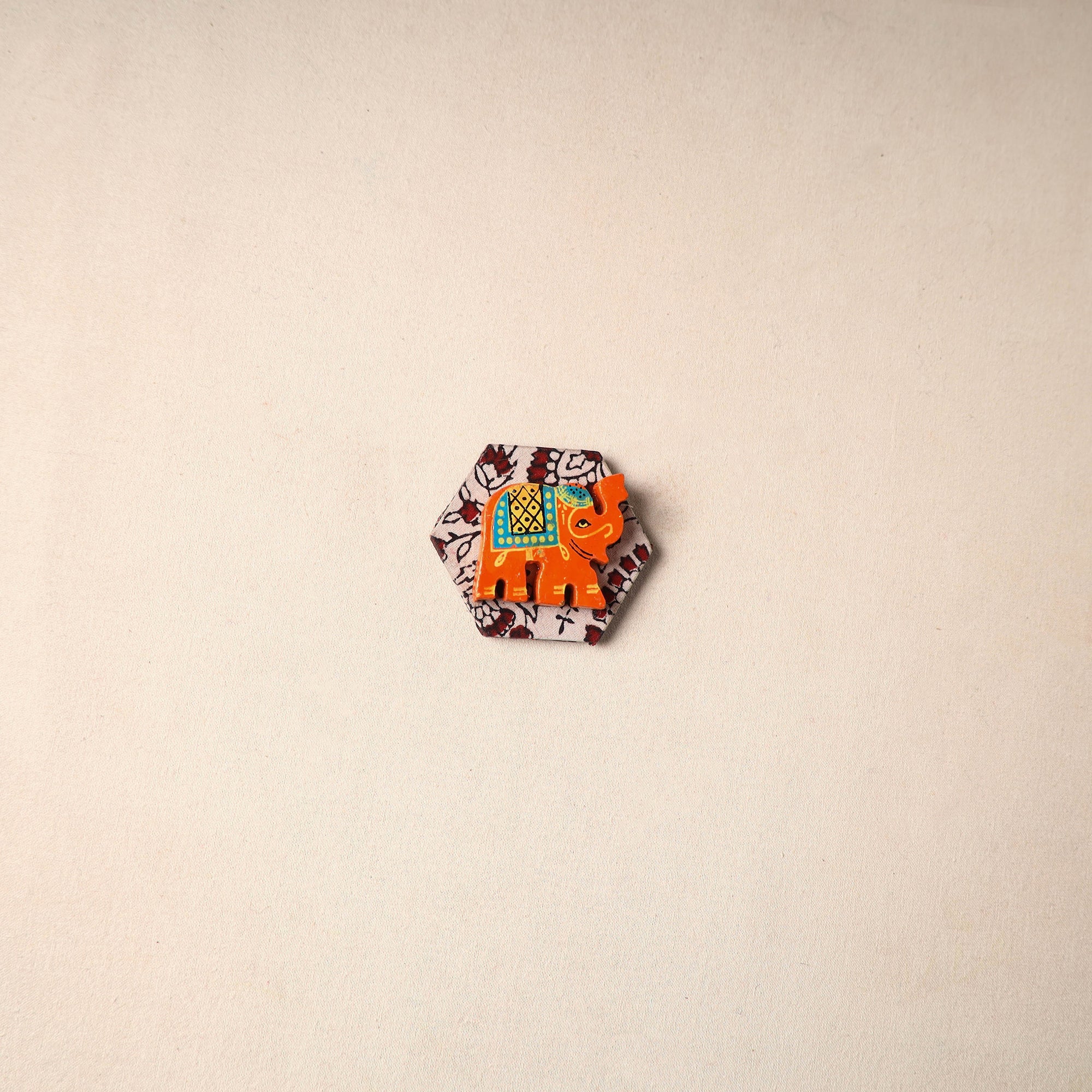 Multicolor - handmade fabart wooden magnet 63 - handcrafted