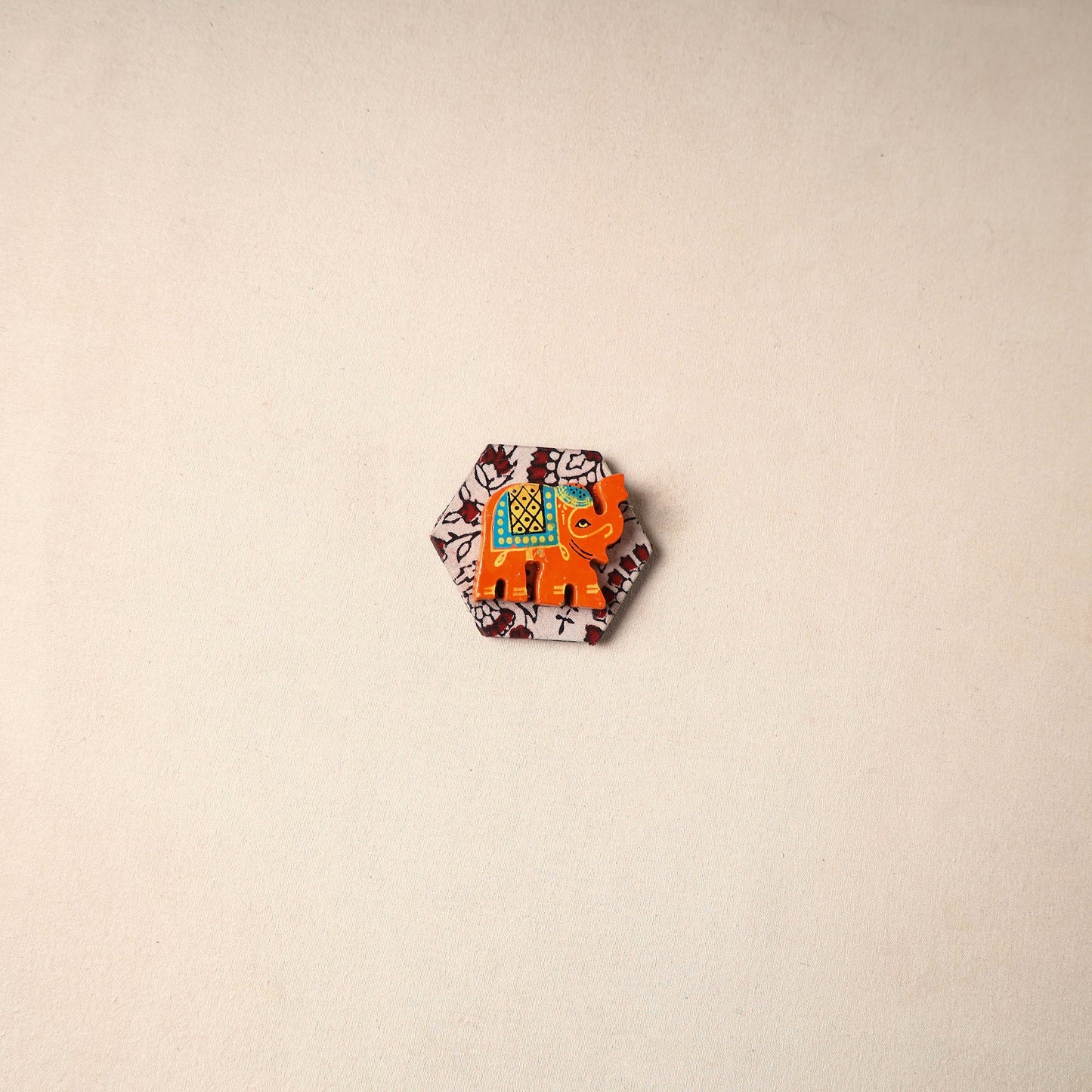 Multicolor - handmade fabart wooden magnet 63 - handcrafted