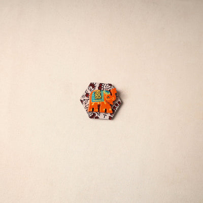 Multicolor - handmade fabart wooden magnet 63 - handcrafted