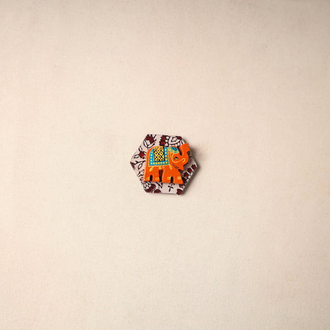 Multicolor - handmade fabart wooden magnet 63 - handcrafted
