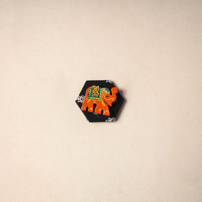 Multicolor - handmade fabart wooden magnet 64 - handcrafted