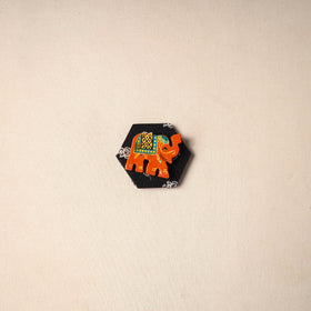 Multicolor - handmade fabart wooden magnet 64 - handcrafted