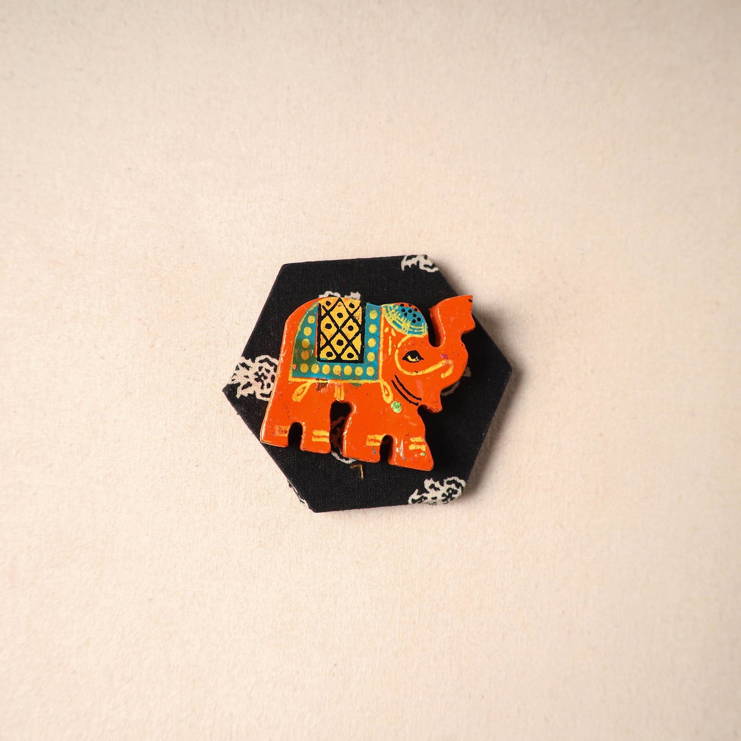 Multicolor - handmade fabart wooden magnet 64 - handcrafted