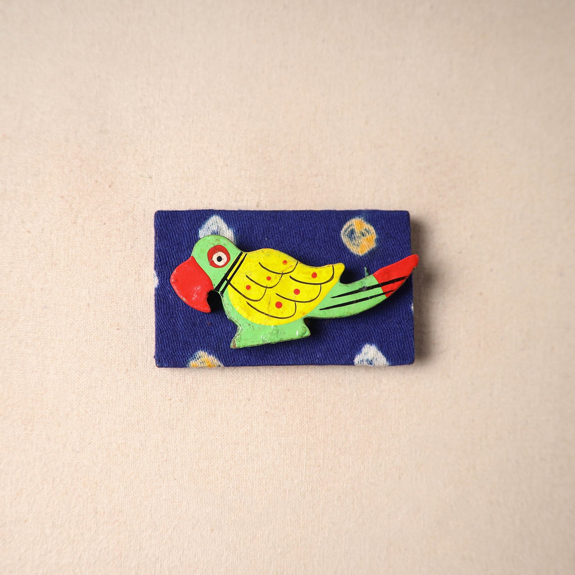Multicolor - handmade fabart wooden magnet 65 - handcrafted