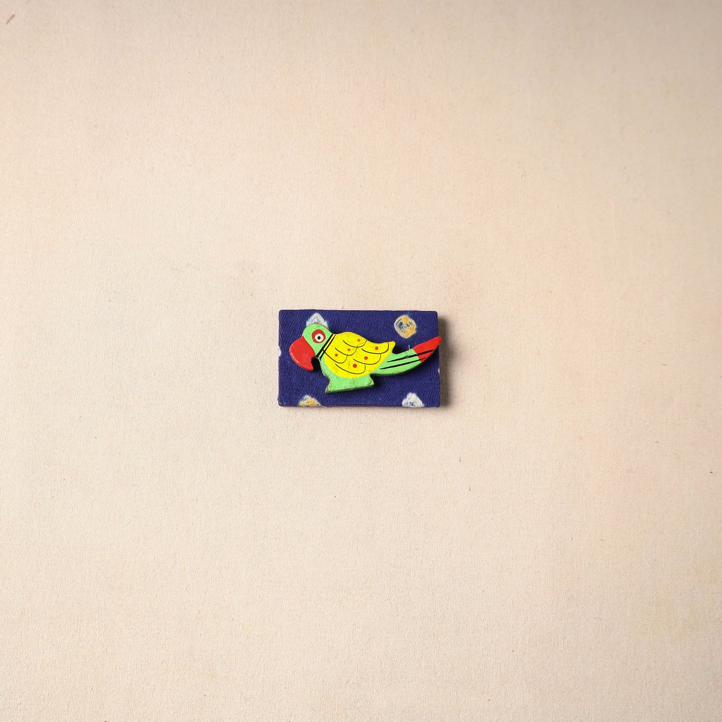 Multicolor - handmade fabart wooden magnet 65 - handcrafted