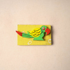 Multicolor - handmade fabart wooden magnet 66 - handcrafted