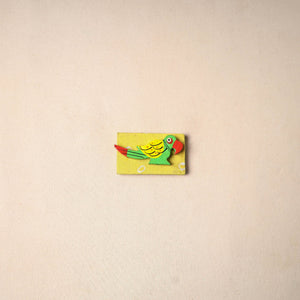 Multicolor - handmade fabart wooden magnet 66 - handcrafted