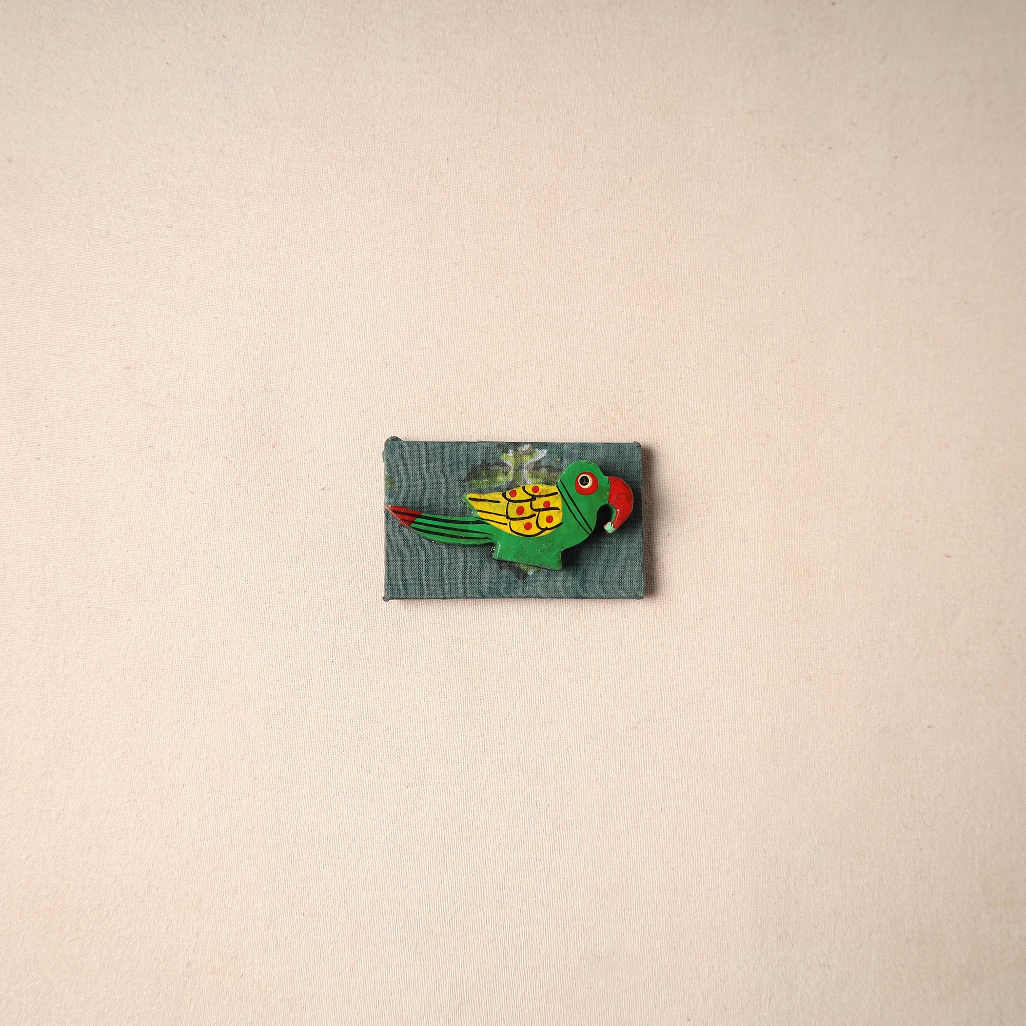 Multicolor - handmade fabart wooden magnet 69 - handcrafted