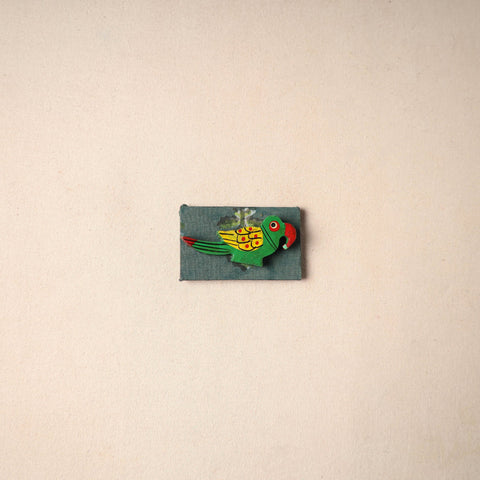 Multicolor - handmade fabart wooden magnet 69 - handcrafted