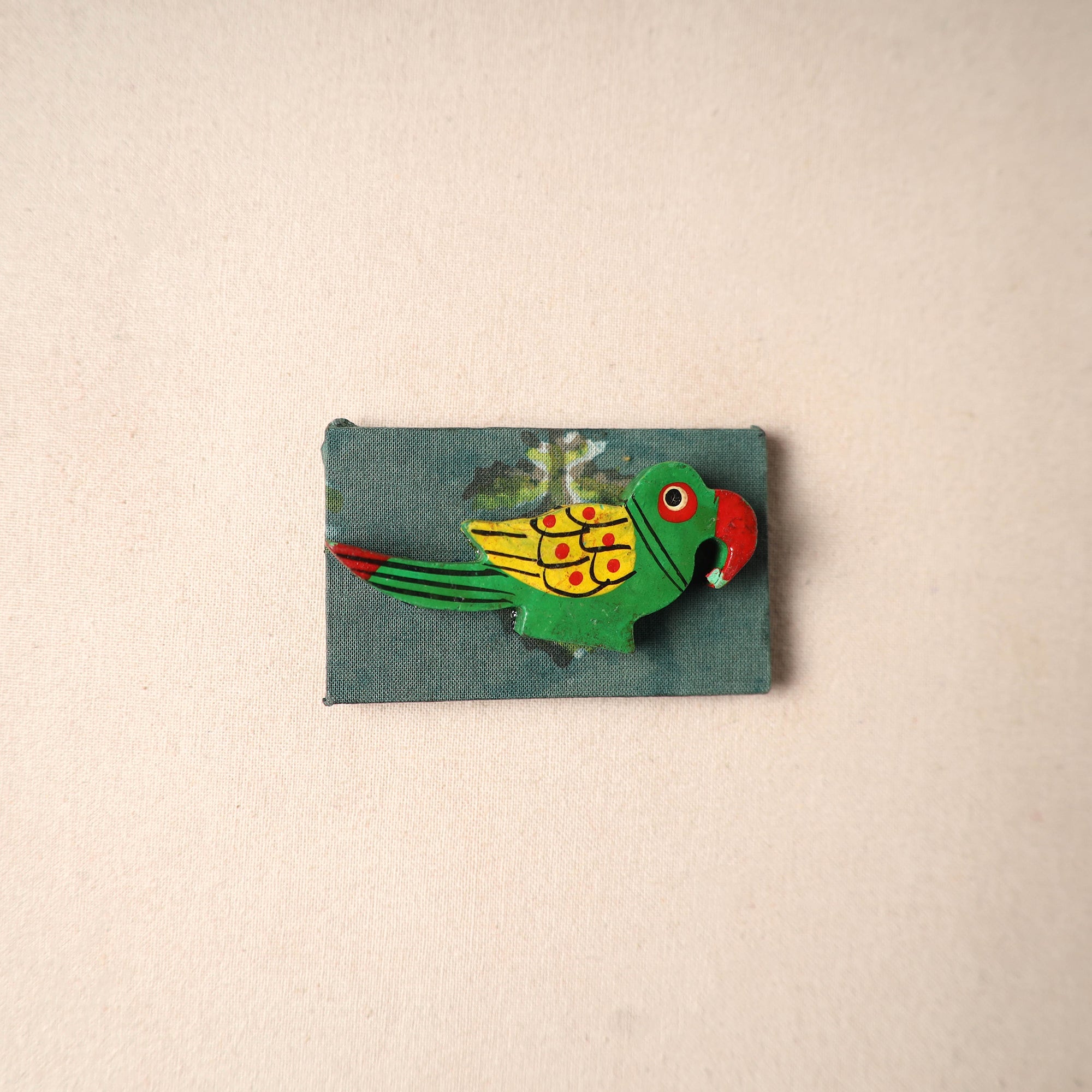 Multicolor - handmade fabart wooden magnet 69 - handcrafted