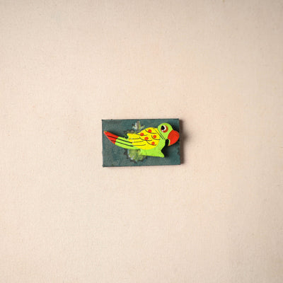 Multicolor - handmade fabart wooden magnet 70 - handcrafted