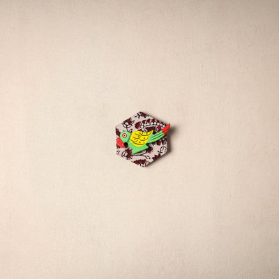 Multicolor - handmade fabart wooden magnet 73 - handcrafted