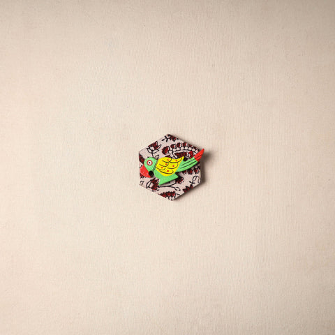 Multicolor - handmade fabart wooden magnet 73 - handcrafted
