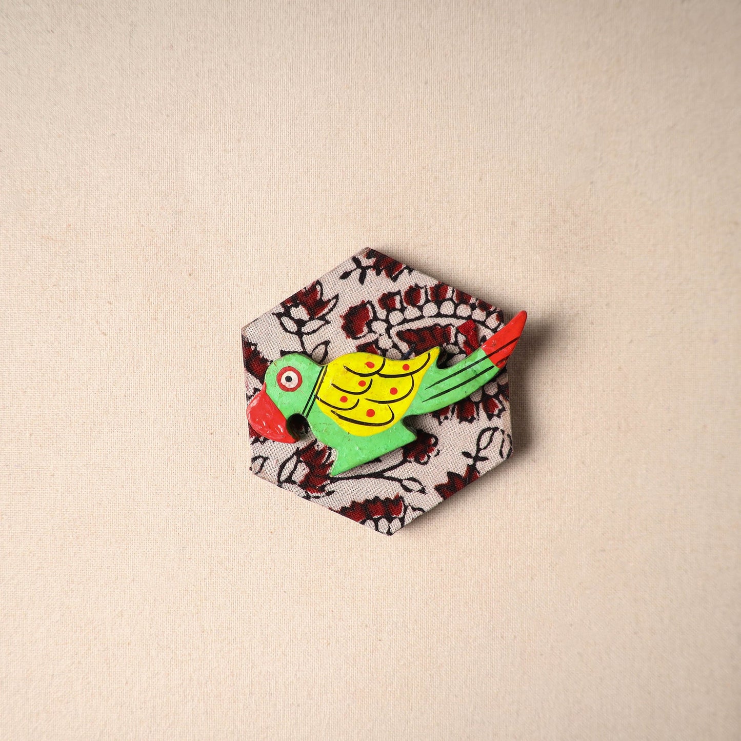 Multicolor - handmade fabart wooden magnet 73 - handcrafted