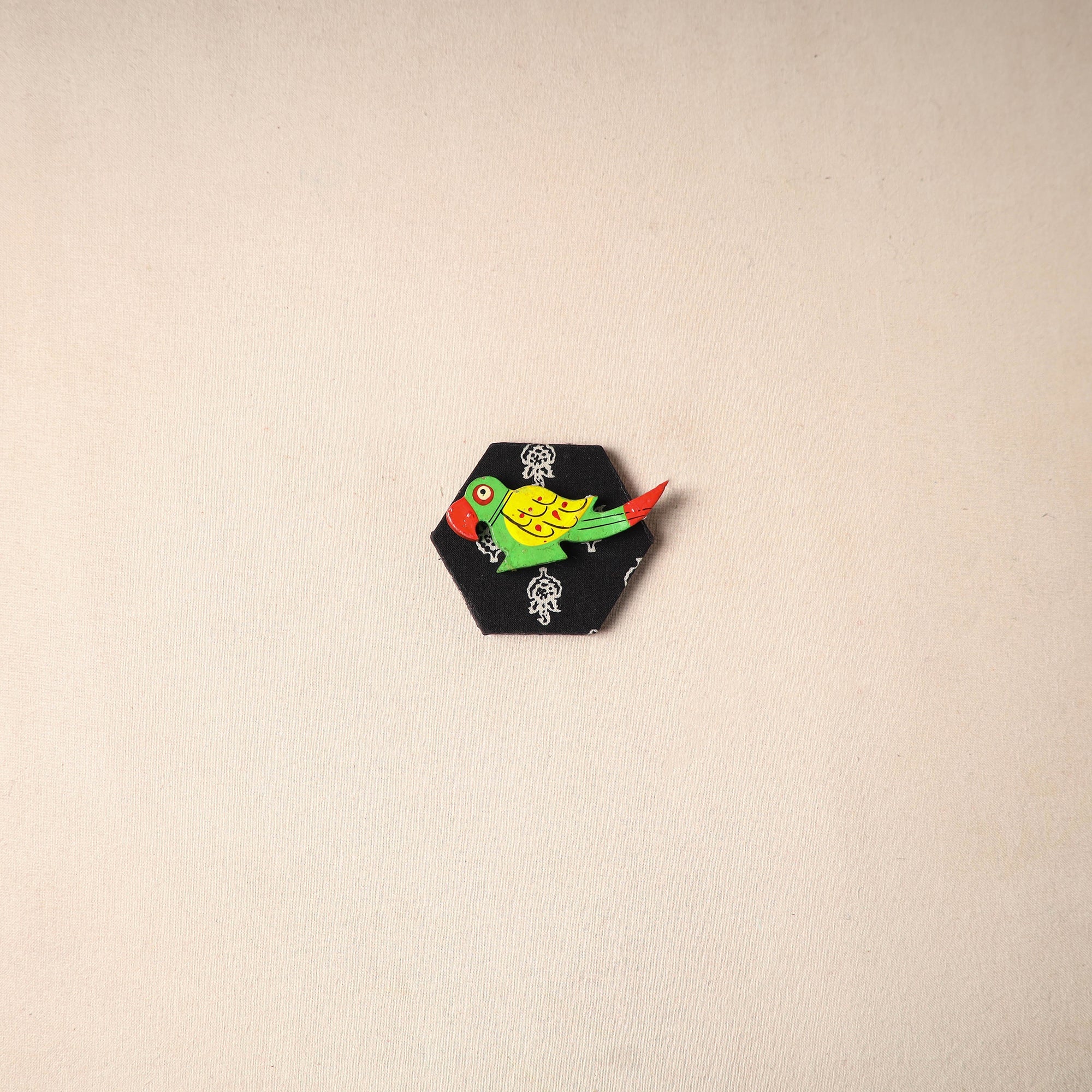 Multicolor - handmade fabart wooden magnet 74 - handcrafted