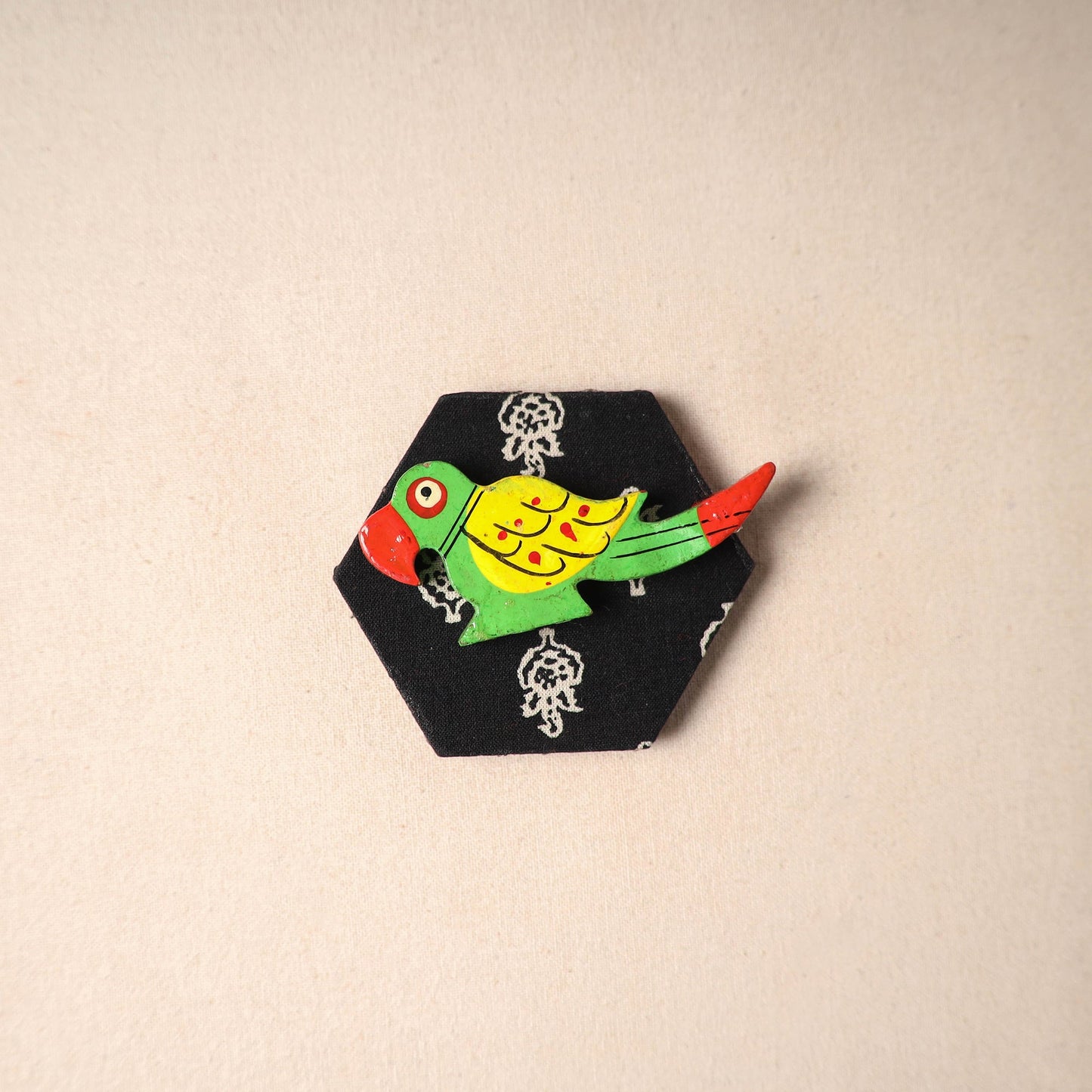 Multicolor - handmade fabart wooden magnet 74 - handcrafted