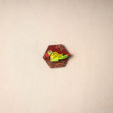 Multicolor - handmade fabart wooden magnet 75 - handcrafted