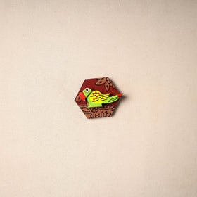 Multicolor - handmade fabart wooden magnet 75 - handcrafted