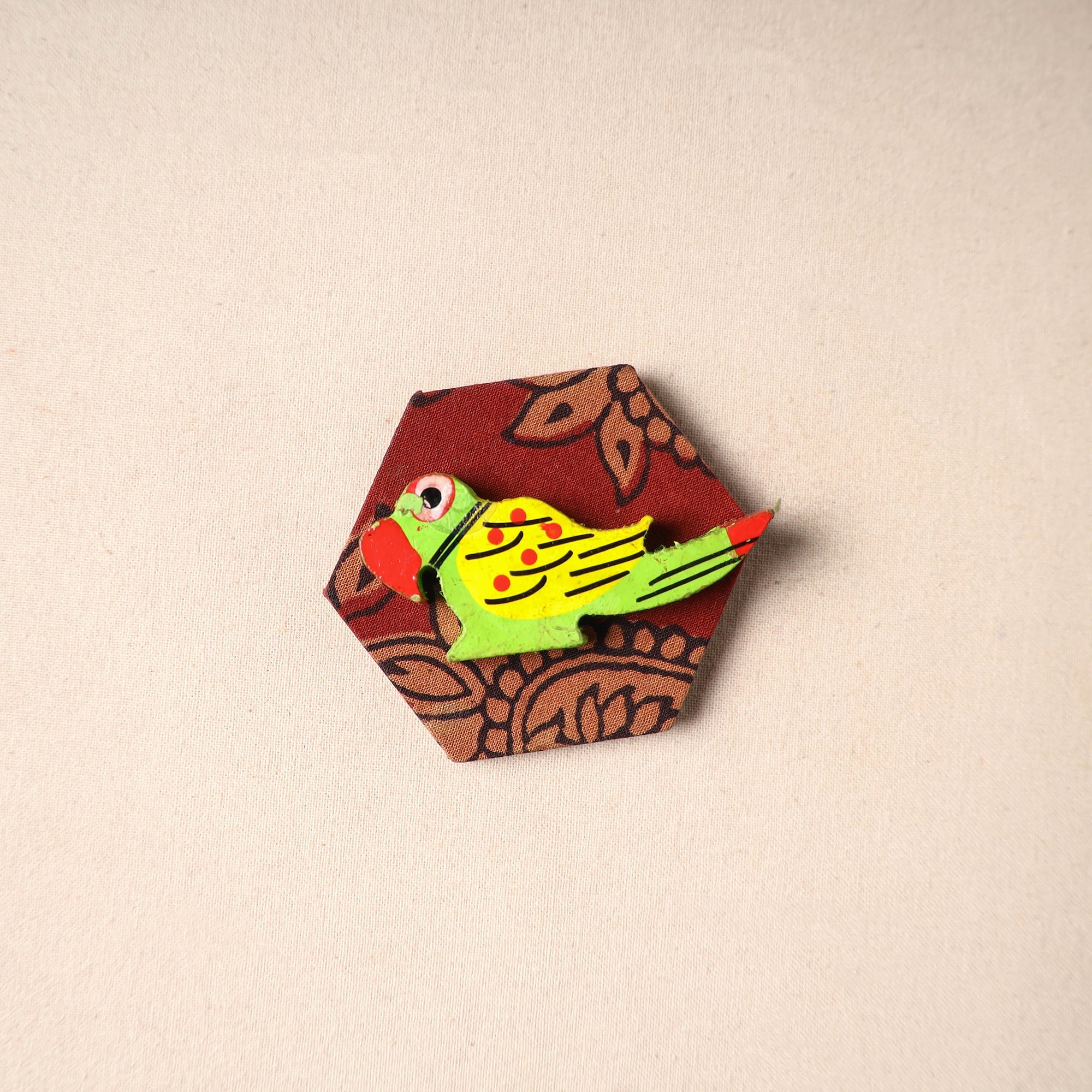 Multicolor - handmade fabart wooden magnet 75 - handcrafted