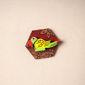 Multicolor - handmade fabart wooden magnet 75 - handcrafted