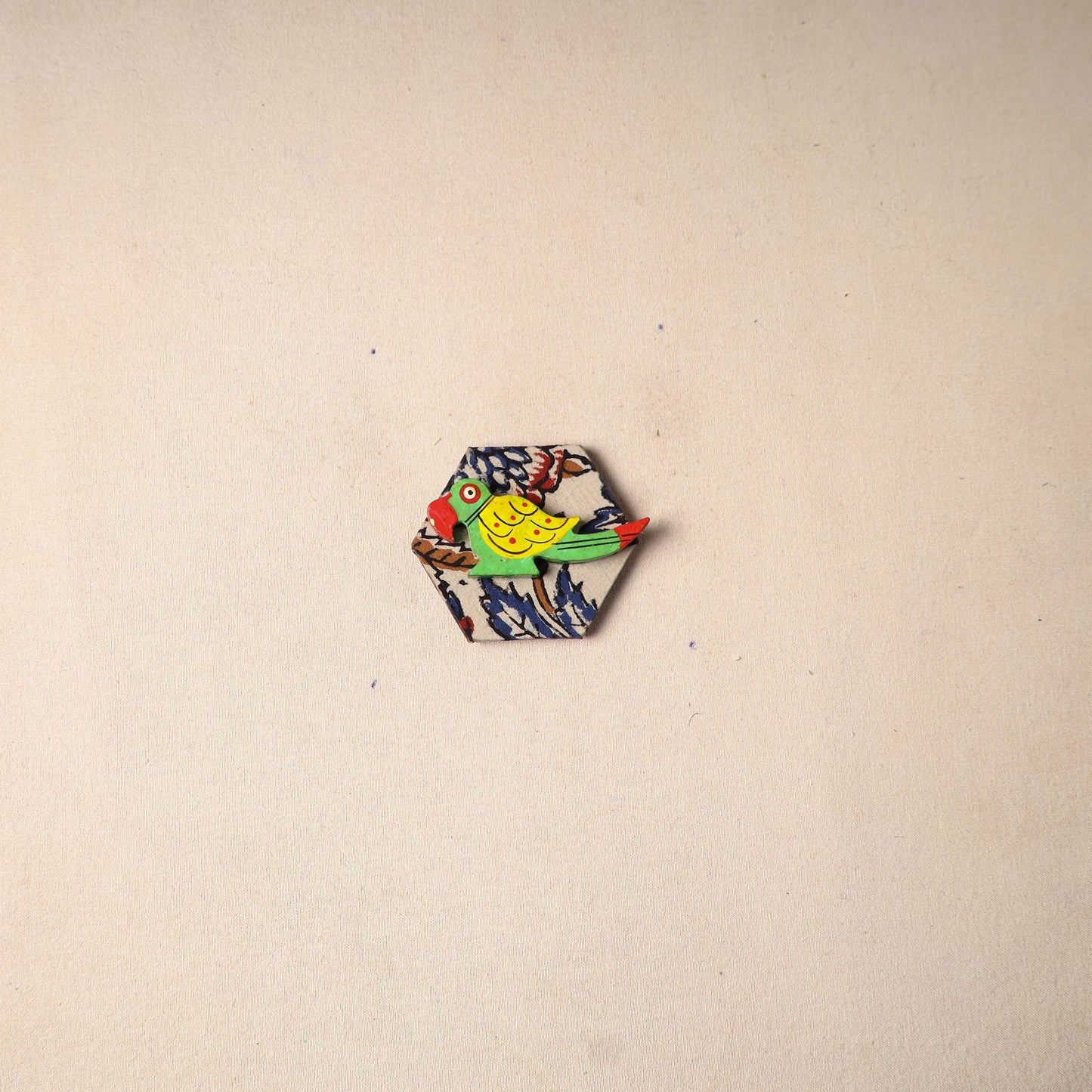 Multicolor - handmade fabart wooden magnet 76 - handcrafted