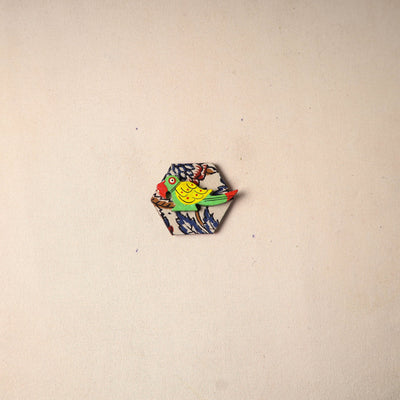 Multicolor - handmade fabart wooden magnet 76 - handcrafted