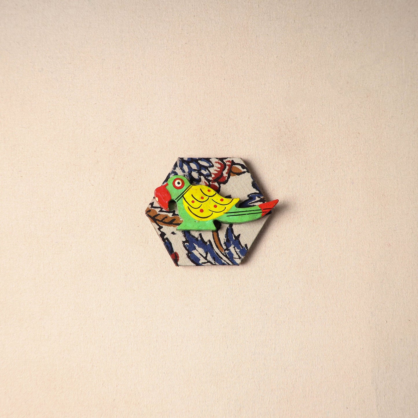 Multicolor - handmade fabart wooden magnet 76 - handcrafted
