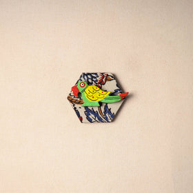 Multicolor - handmade fabart wooden magnet 76 - handcrafted