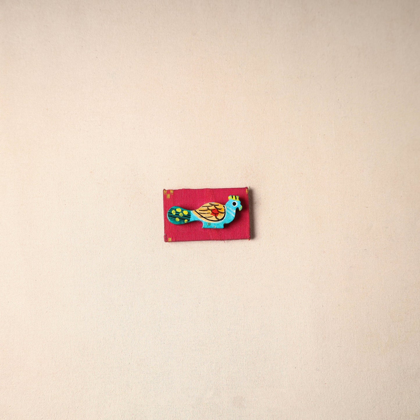 Multicolor - handmade fabart wooden magnet 77 - handcrafted