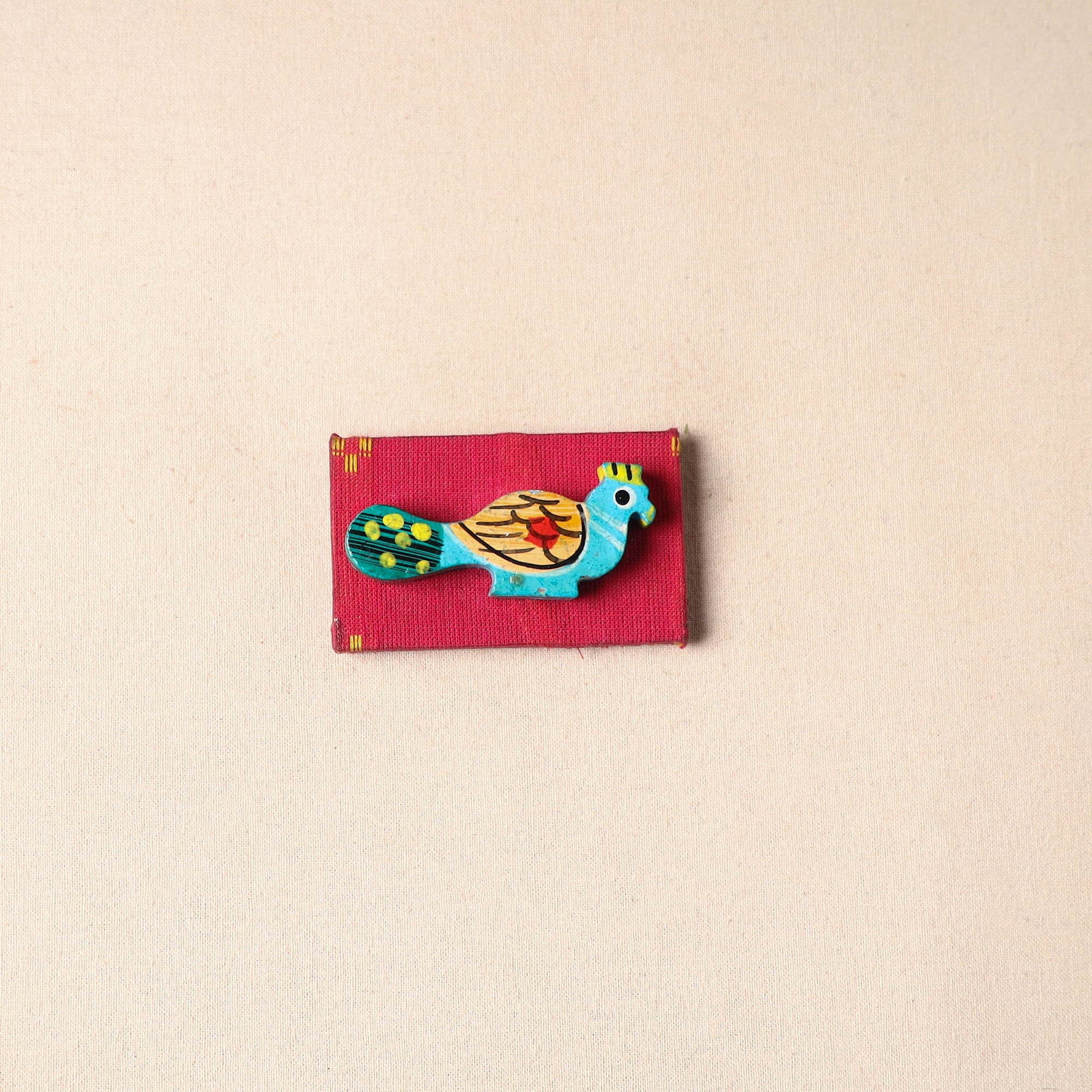Multicolor - handmade fabart wooden magnet 77 - handcrafted