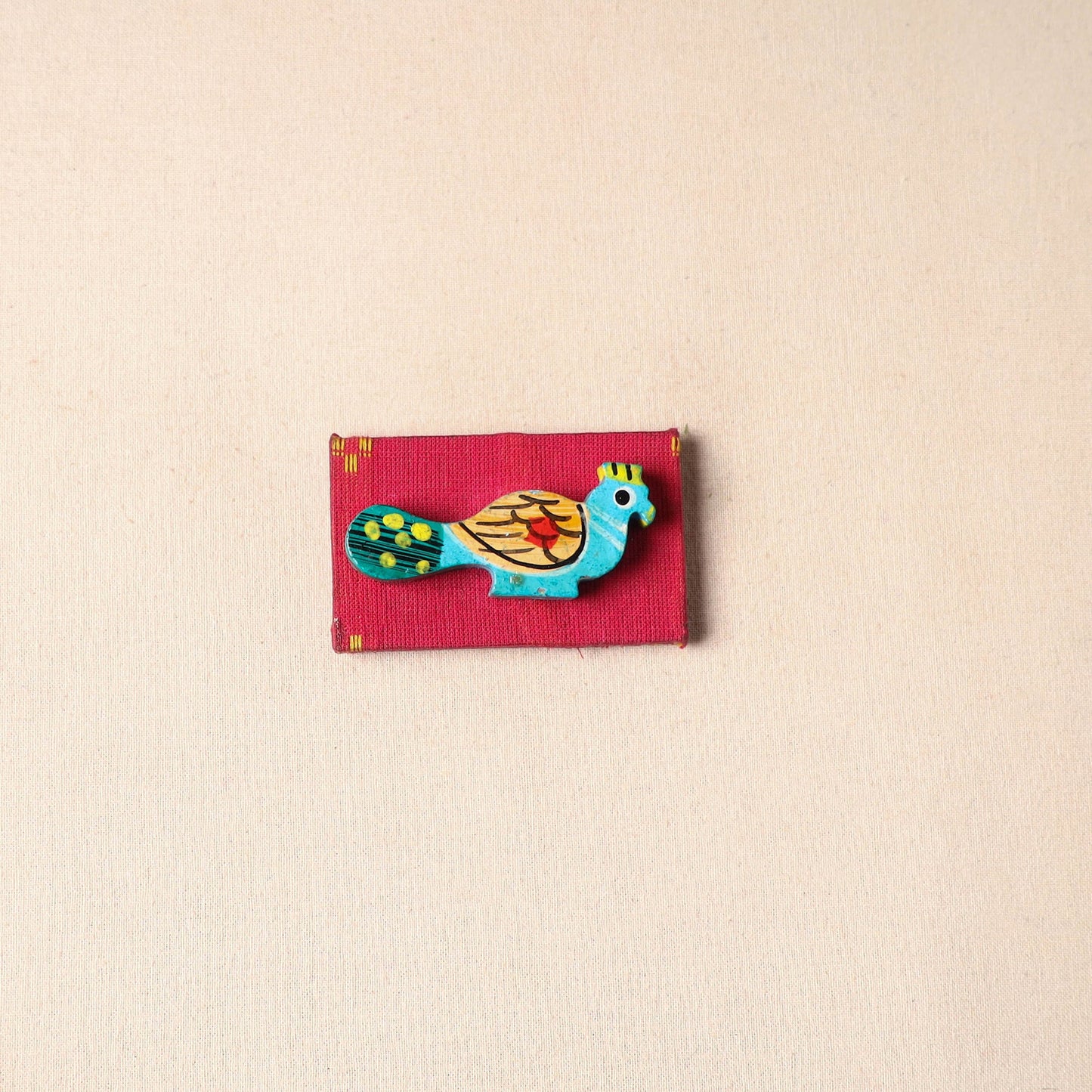 Multicolor - handmade fabart wooden magnet 77 - handcrafted