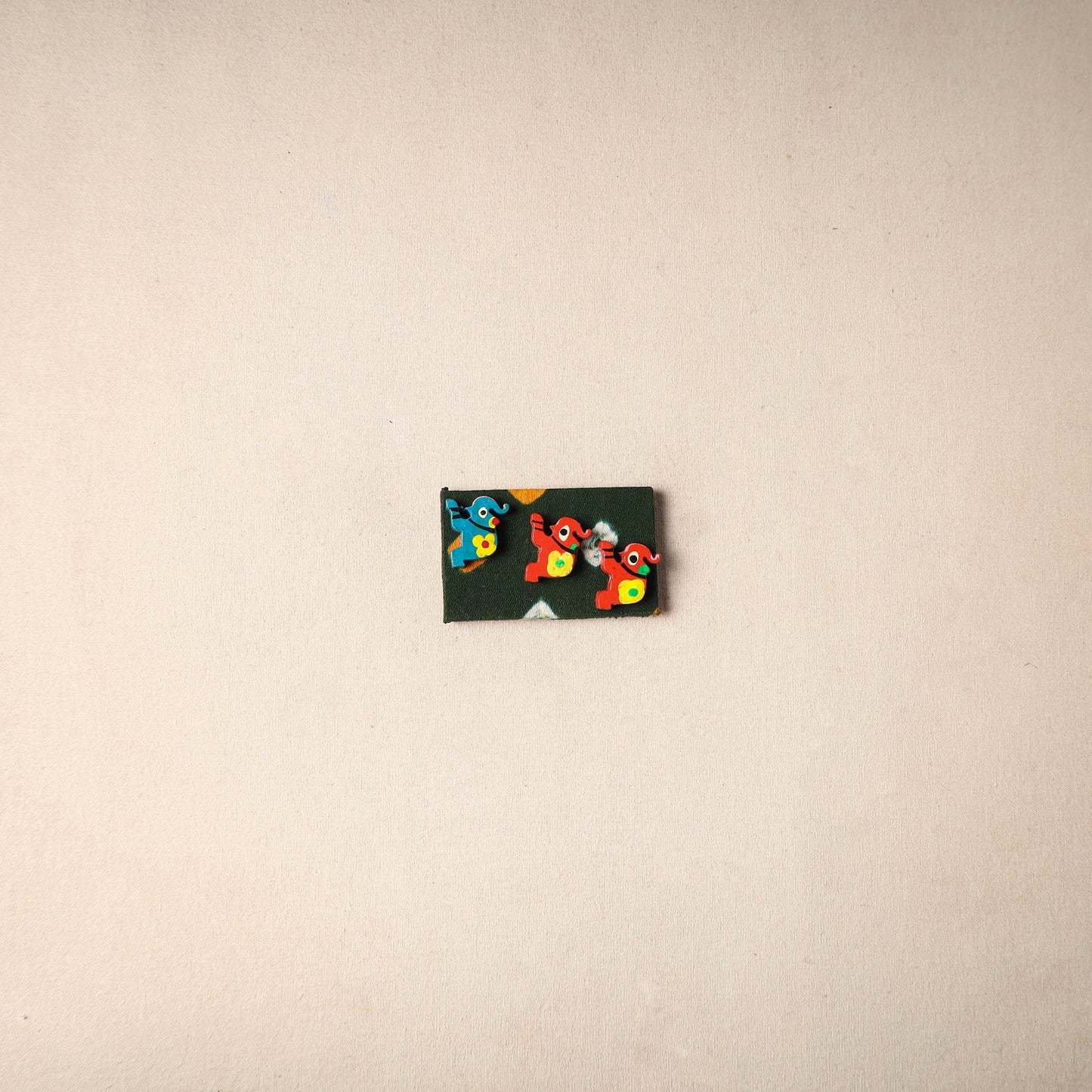 Multicolor - handmade fabart wooden magnet 80 - handcrafted
