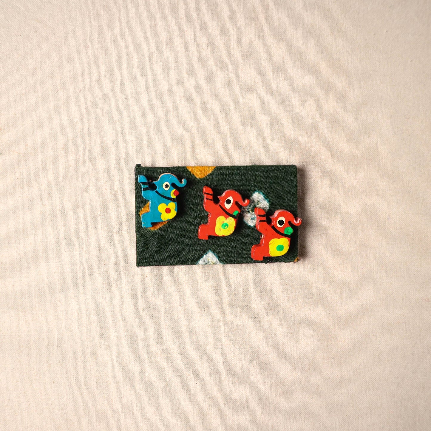 Multicolor - handmade fabart wooden magnet 80 - handcrafted