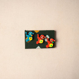 Multicolor - handmade fabart wooden magnet 80 - handcrafted