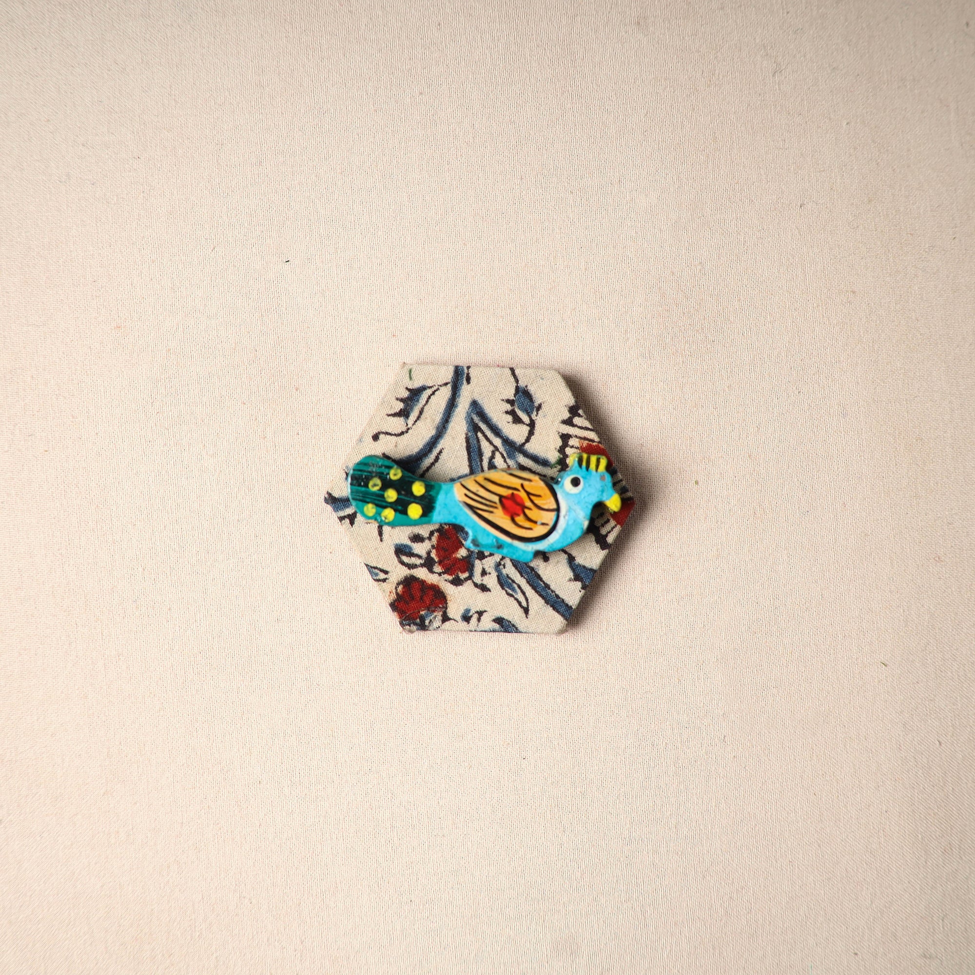 Multicolor - handmade fabart wooden magnet 81 - handcrafted