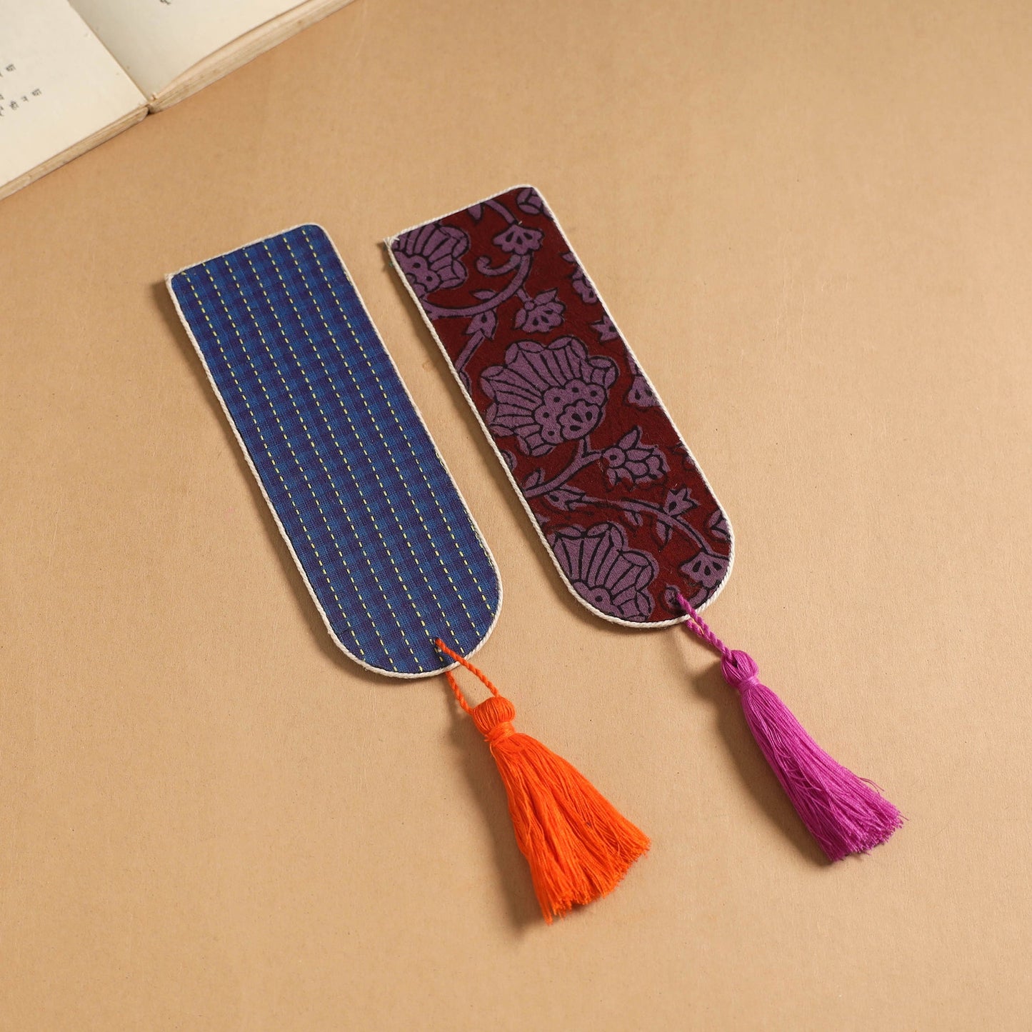 Handmade fabric bookmark with tassel (set of 2) 11