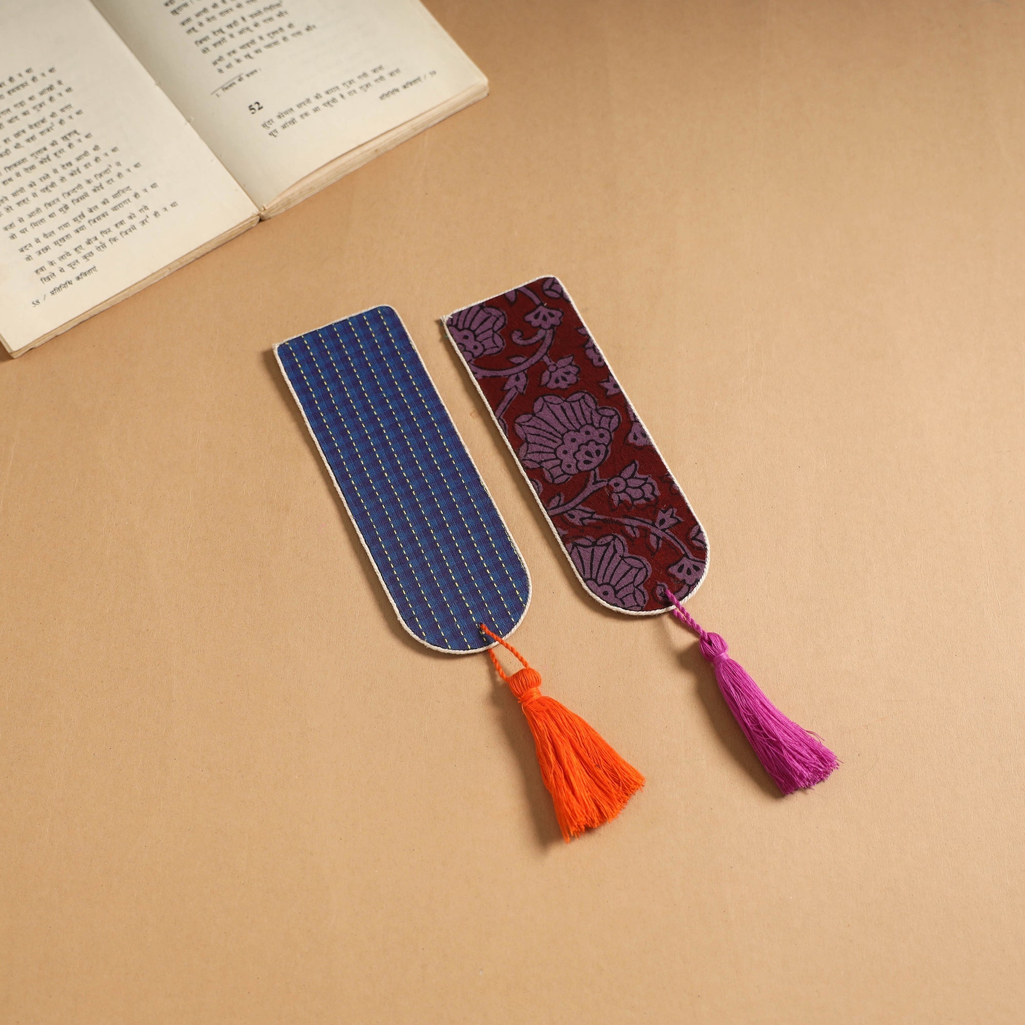 Handmade fabric bookmark with tassel (set of 2) 11