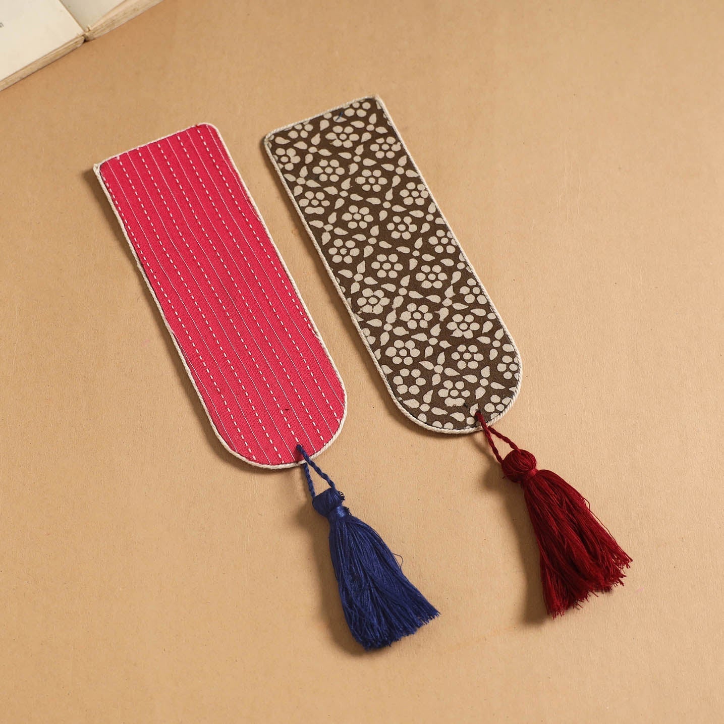 Handmade fabric bookmark with tassel (set of 2) 13