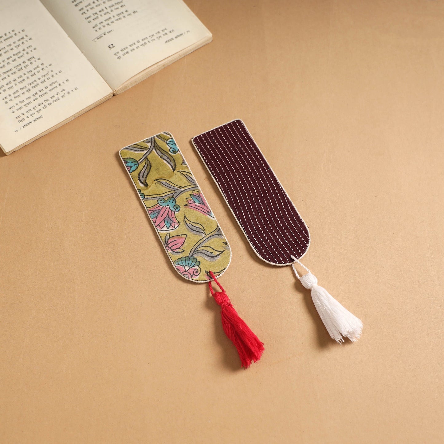 Handmade fabric bookmark with tassel (set of 2) 14