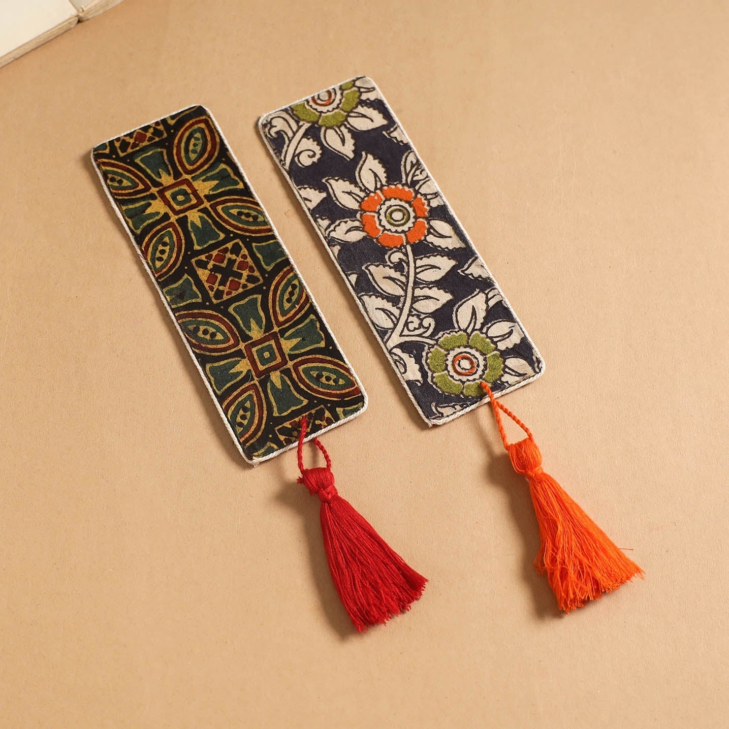 Handmade fabric bookmark with tassel (set of 2) 17