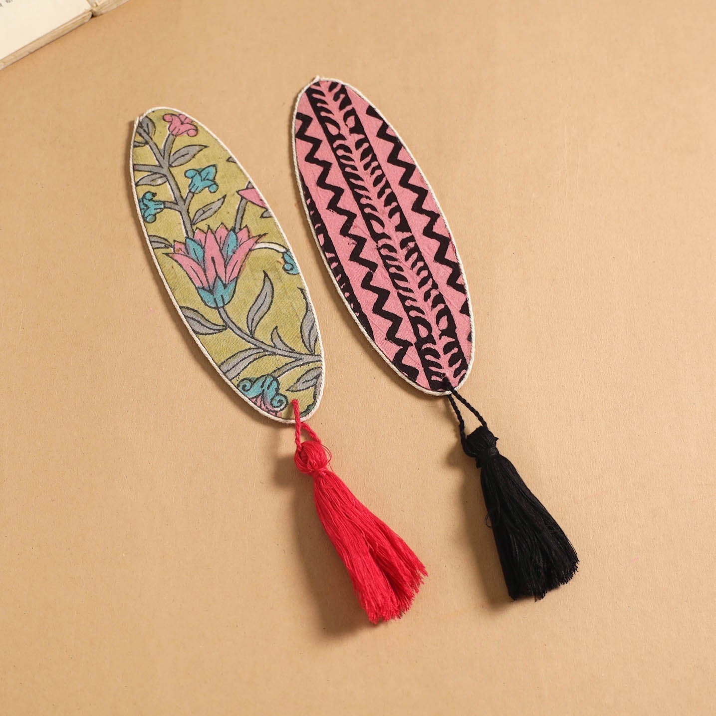 Handmade fabric bookmark with tassel (set of 2) 21