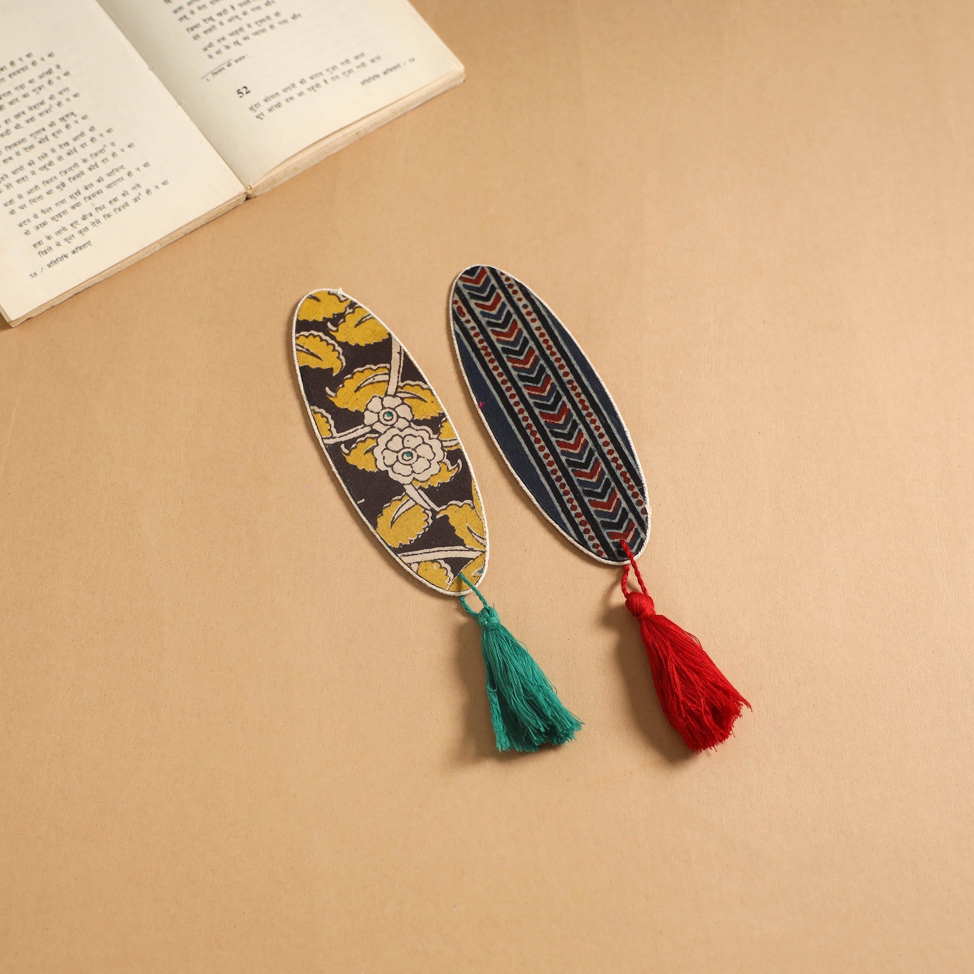 Handmade fabric bookmark with tassel (set of 2) 22