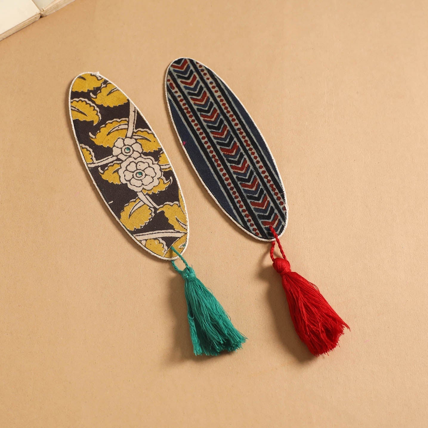 Handmade fabric bookmark with tassel (set of 2) 22