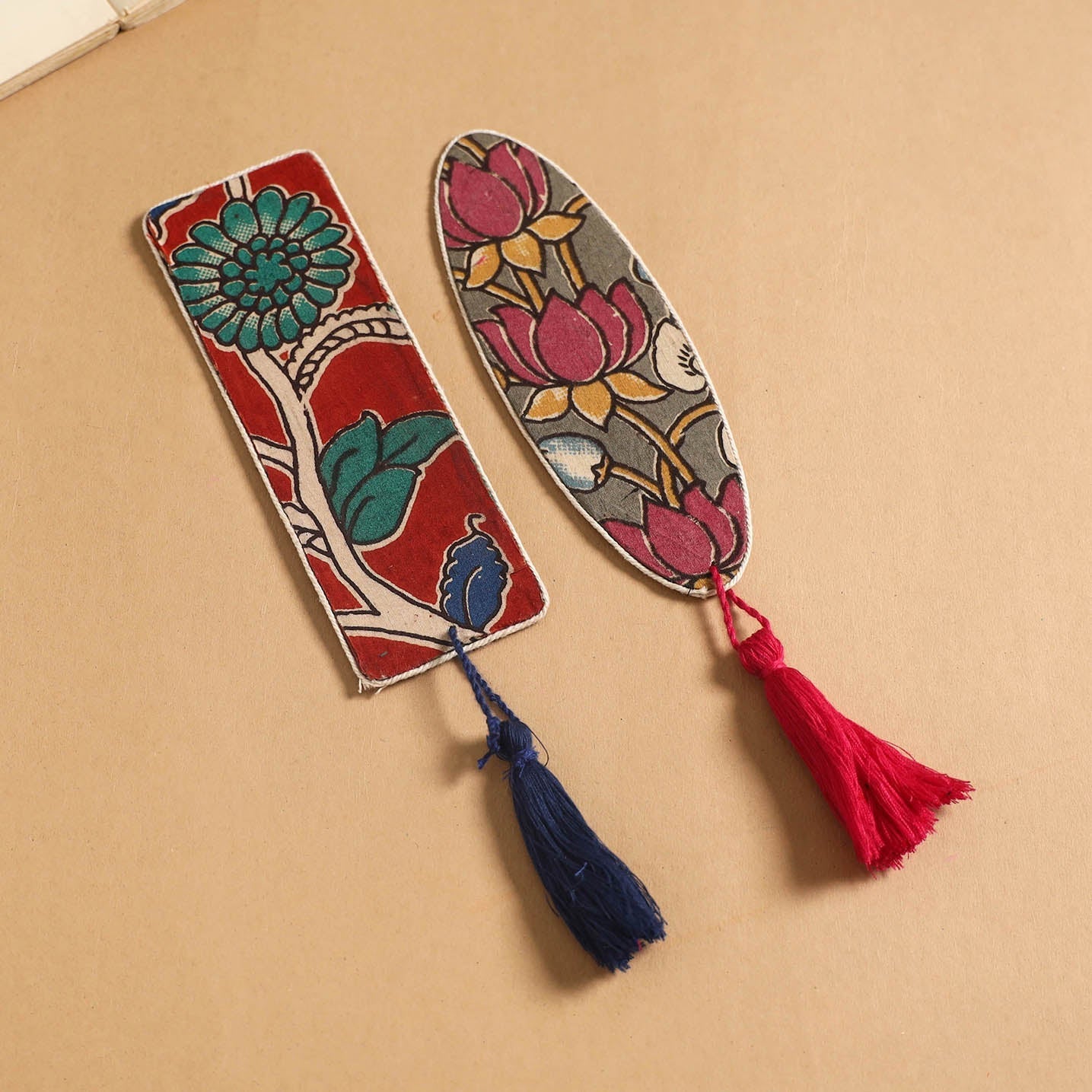 Handmade fabric bookmark with tassel (set of 2) 24